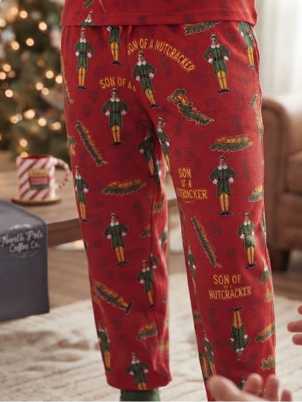 ELF Red Lounge Pants with Playful Print